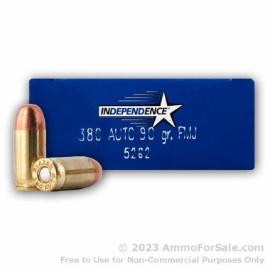50 Rounds of 90gr FMJ .380 ACP Ammo by Independence
