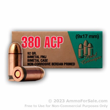 35 Rounds of 92gr FMJ .380 ACP Ammo by LVE