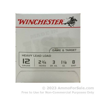 25 Rounds of 2 3/4" 1 1/8 ounce #8 shot 12ga Ammo by Winchester USA