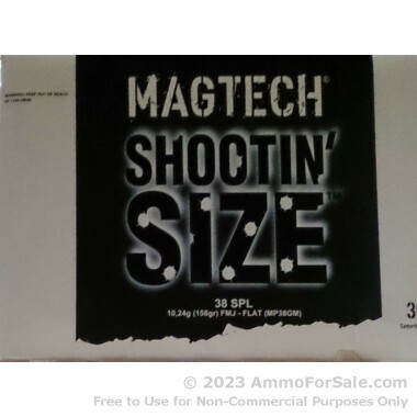900 Rounds of 158gr FMJFN .38 Spl Ammo by Magtech Shootin' Size
