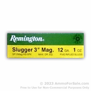 5 Rounds of 1 ounce Rifled Slug 12ga Ammo by Remington