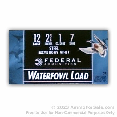 25 Rounds of 1 ounce #7 Shot (Steel) 12ga Ammo by Federal Waterfowl Load
