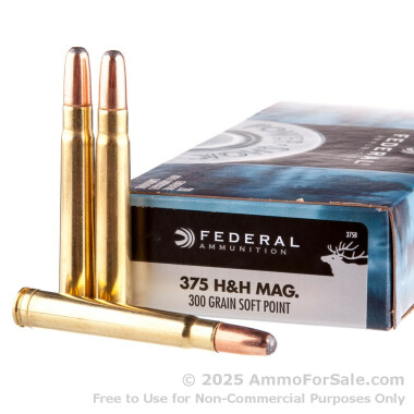 20 Rounds of 300 gr SP .375 H&H Mag Ammo by Federal