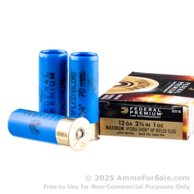5 Rounds of 1 ounce Rifled Slug 12ga Ammo by Federal Hydra-Shok Low Recoil