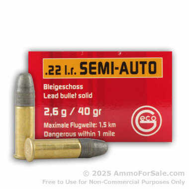 50 Rounds of 40gr LRN .22 LR Ammo by GECO