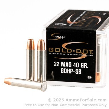 500 Rounds of 40gr JHP .22 WMR Ammo by Speer Gold Dot Short Barrel