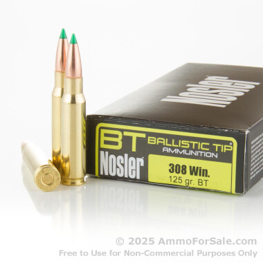 20 Rounds of 125gr Nosler Ballistic Tip .308 Win Ammo by Nosler Ammunition