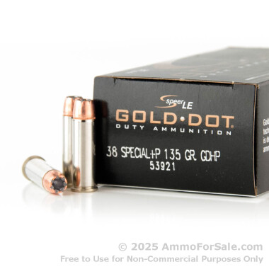 1000 Rounds of 135gr JHP .38 Spl +P Ammo by Speer