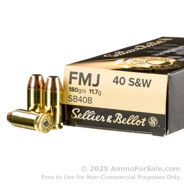 50 Rounds of 180gr FMJ .40 S&W Ammo by Sellier & Bellot