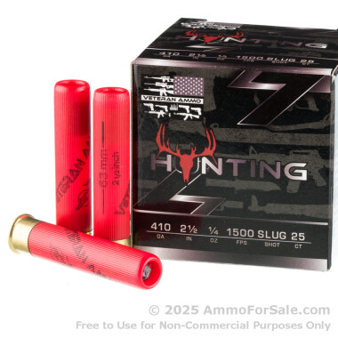 500 Rounds of 1/4 ounce rifled slug .410 Ammo by Veteran Ammo