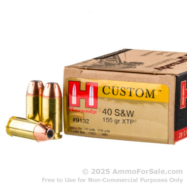 20 Rounds of 155gr JHP .40 S&W Ammo by Hornady