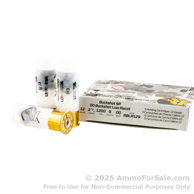 5 Rounds of 00 Buck 12ga Ammo by Rio Royal Buck Low Recoil