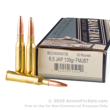 20 Rounds of 139gr FMJBT 6.5 Japanese Ammo by Bannerman