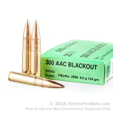20 Rounds of 124gr FMJ .300 AAC Blackout Ammo by Sellier & Bellot