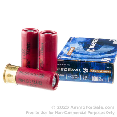 5 Rounds of 1 ounce Rifled Slug 12ga Ammo by Federal Power-Shok