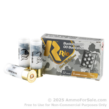 5 Rounds of 00 Buck 12ga Ammo by Rio Royal Buck