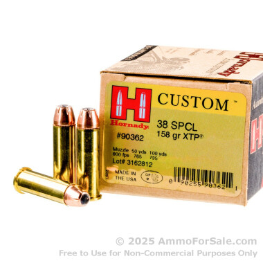 25 Rounds of 158gr JHP .38 Spl Ammo by Hornady Custom