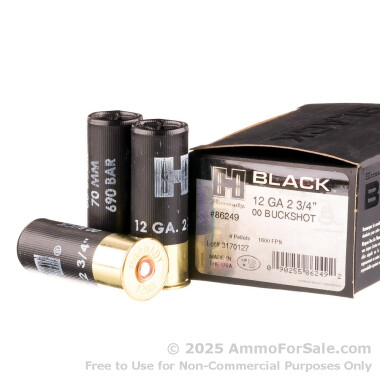 100 Rounds of 00 Buck 12ga Ammo by Hornady BLACK