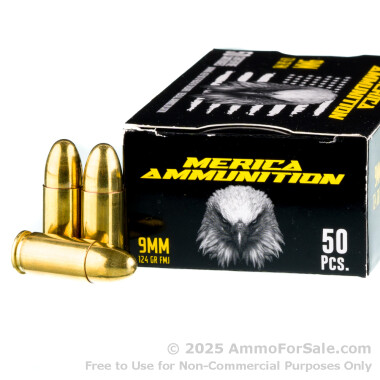 50 Rounds of 124gr FMJ 9mm Ammo by Merica