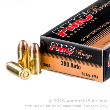 50 Rounds of 90gr FMJ .380 ACP Ammo by PMC