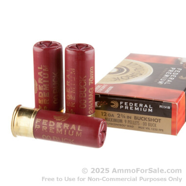 5 Rounds of 2 3/4" #00 Buck12ga Ammo by Federal Vital-Shok FliteControl