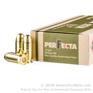 50 Rounds of 230gr FMJ .45 ACP Ammo by Fiocchi Perfecta