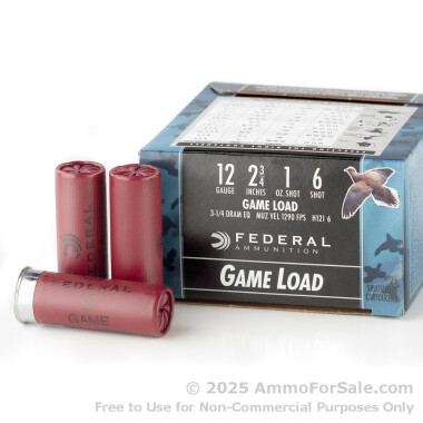 25 Rounds of 1 ounce #6 shot 12ga Ammo by Federal