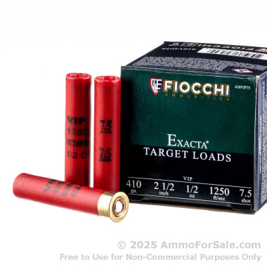 410 Bore - 2-1/2" 1/2 oz. #7-1/2 Shot - Fiocchi Exacta Target Loads - 25 Rounds
