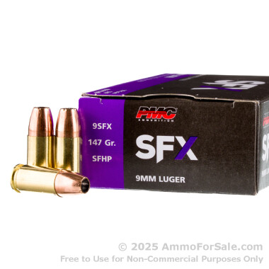 50 Rounds of 147gr JHP 9mm Ammo by PMC SFX