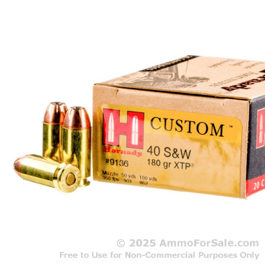 20 Rounds of 180gr JHP .40 S&W Ammo by Hornady