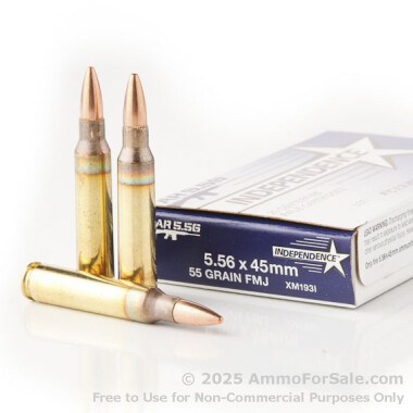 500  Rounds of 55gr FMJBT 5.56x45 Ammo by Independence
