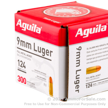 300 Rounds of 124gr FMJ 9mm Ammo by Aguila