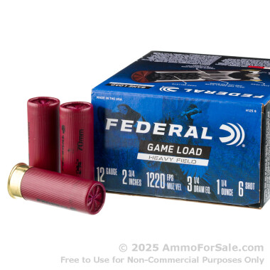 25 Rounds of  #6 shot 12ga Ammo by Federal