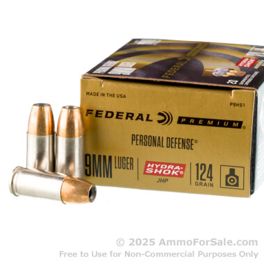 500  Rounds of 124gr JHP 9mm Ammo by Federal