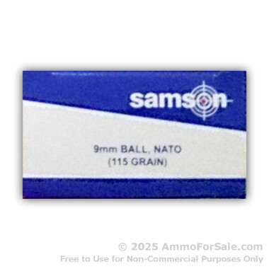 50 Rounds of 115gr FMJ 9mm Ammo by Samson