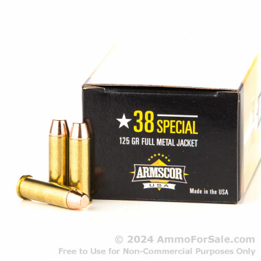 50 Rounds of 125gr FMJ .38 Spl Ammo by Armscor