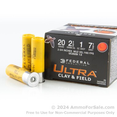25 Rounds of  #7 1/2 Shot 20ga Ammo by Federal
