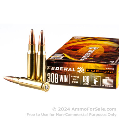 20 Rounds of 180gr SP .308 Win Ammo by Federal Fusion