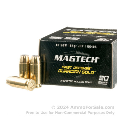 20 Rounds of 155gr JHP .40 S&W Ammo by Magtech