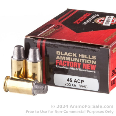 20 Rounds of 200gr Semi-Wadcutter .45 ACP Ammo by Black Hills Ammunition