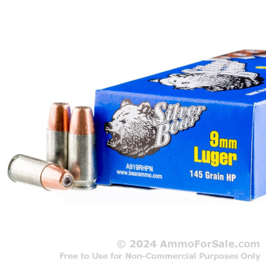 50 Rounds of 145gr HP 9mm Ammo by Silver Bear