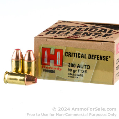 250 Rounds of 90gr JHP .380 ACP Ammo by Hornady