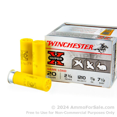 250 Rounds of 7/8 ounce #7 1/2 shot 20ga Ammo by Winchester Super-X