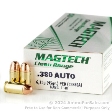 50 Rounds of 95gr FEB .380 ACP Ammo by Magtech