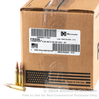 1000 Rounds of 55gr FMJ M193 5.56x45 Ammo by Hornady