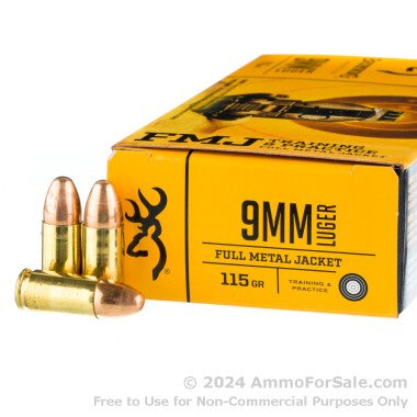 500 Rounds of 115gr FMJ 9mm Ammo by Browning