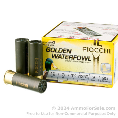 25 Rounds of 1 1/4 ounce #2 steel shot 12ga Ammo by Fiocchi