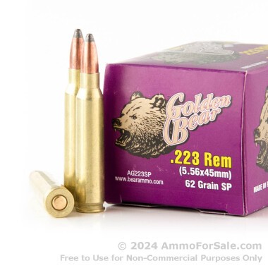 500 Rounds of 62gr Soft Point .223 Ammo by Golden Bear