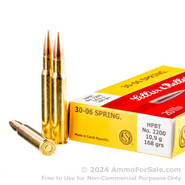 20 Rounds of 168gr HPBT 30-06 Springfield Ammo by Sellier & Bellot