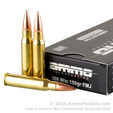 500 Rounds of 150gr FMJ .308 Win Ammo by Ammo Inc.